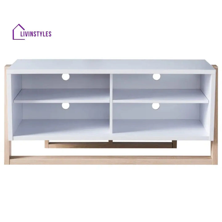 Sage White Finish Tv Unit Stand for Living Room