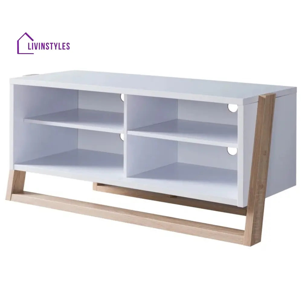 Sage White Finish Tv Unit Stand for Living Room