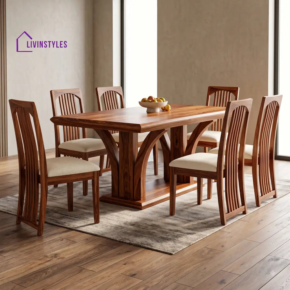 Sai Pallavi Premium Wooden 6 Seater Dining Table Set