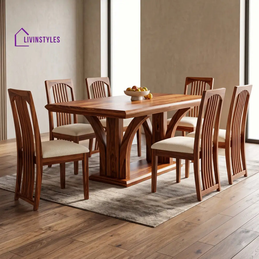 Sai Pallavi Premium Wooden 6 Seater Dining Table Set