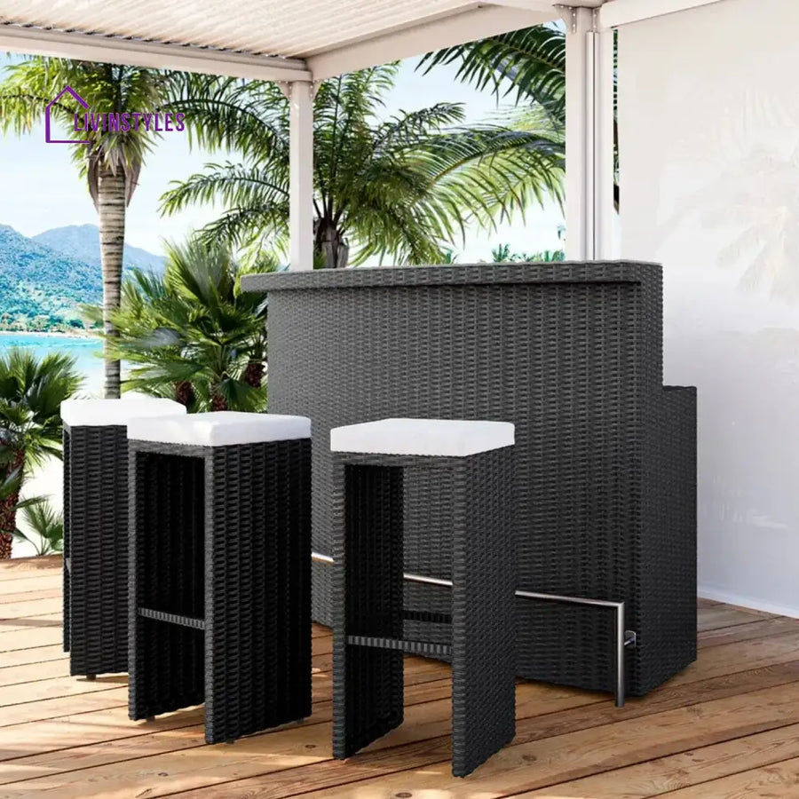 Saira 3-Seater Outdoor Rattan Wicker Bar Set - Bar Set