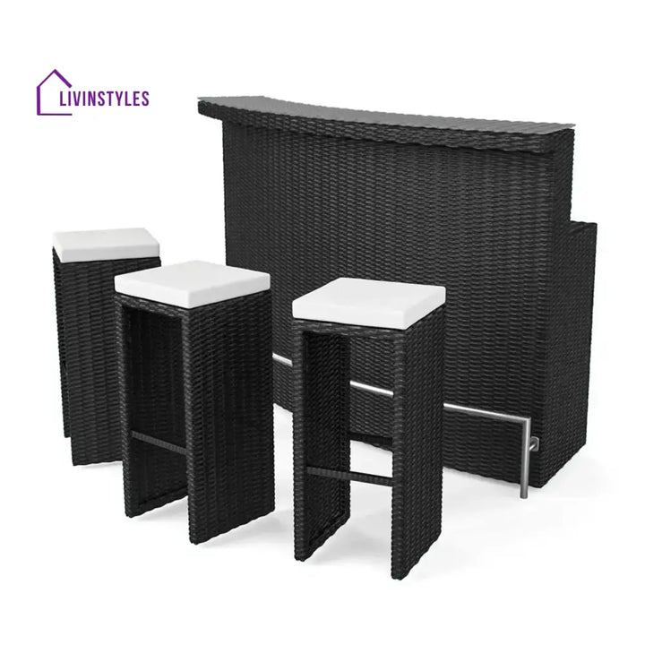 Saira 3-Seater Outdoor Rattan Wicker Bar Set - Bar Set
