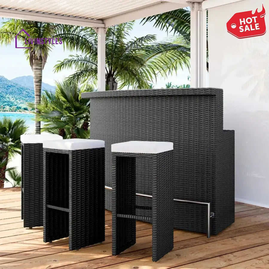 Saira 3-Seater Outdoor Rattan Wicker Bar Set - Bar Set