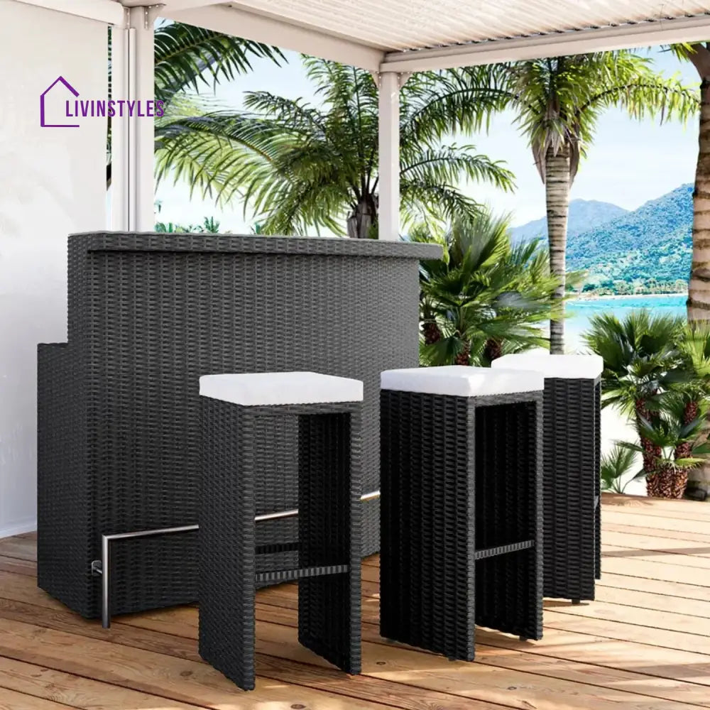 Saira 3-Seater Outdoor Rattan Wicker Bar Set - Bar Set