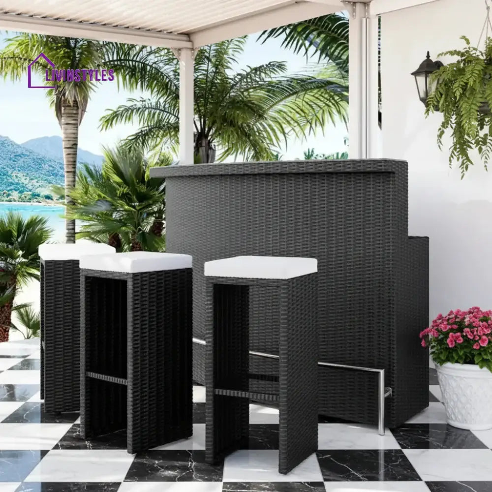 Saira 3-Seater Outdoor Rattan Wicker Bar Set - Bar Set