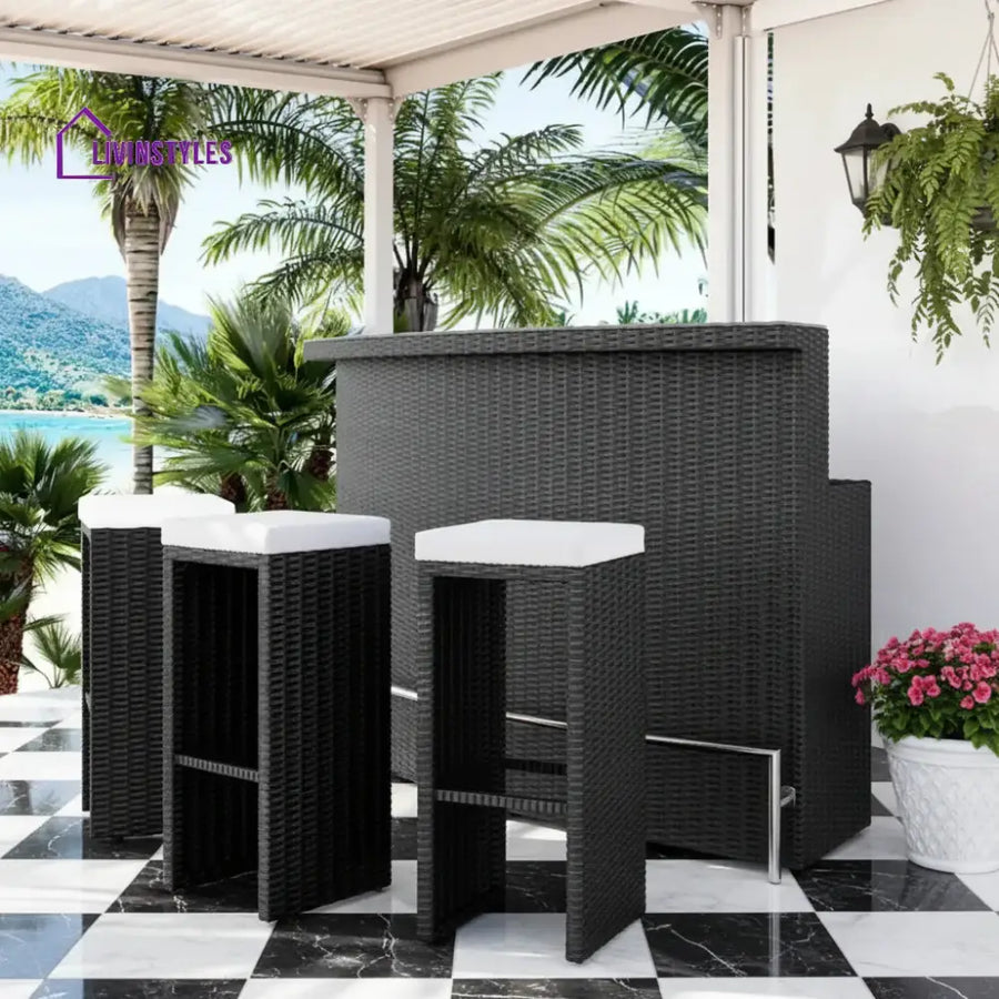 Saira 3-Seater Outdoor Rattan Wicker Bar Set - Bar Set