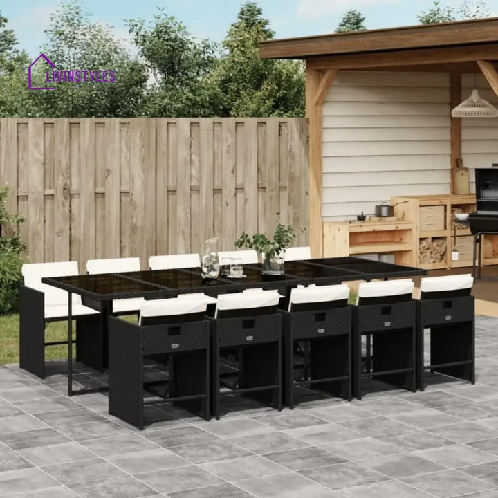 Saisha 11-Piece Outdoor Rattan Wicker Dinning Set - Dining Set