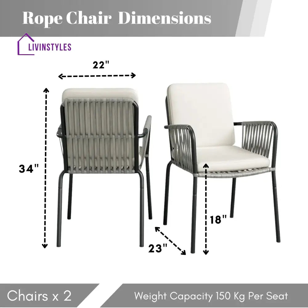 Sakshi 2-Piece Outdoor Rope Patio Dining Chairs - Dinning Chairs