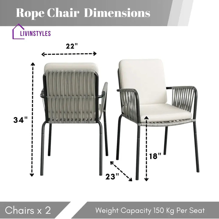 Sakshi 2-Piece Outdoor Rope Patio Dining Chairs - Dinning Chairs