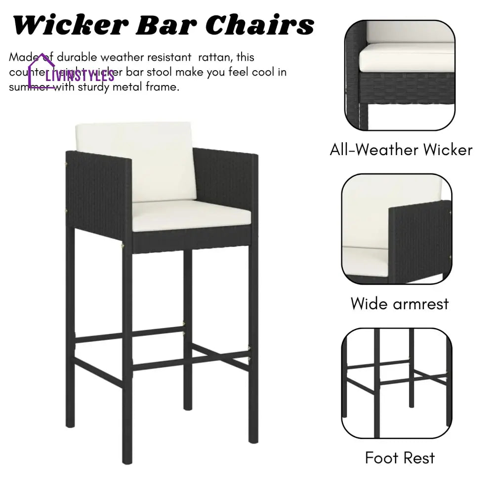 Sakura 5-Piece Outdoor Rattan Wicker Bar Set - Bar Set