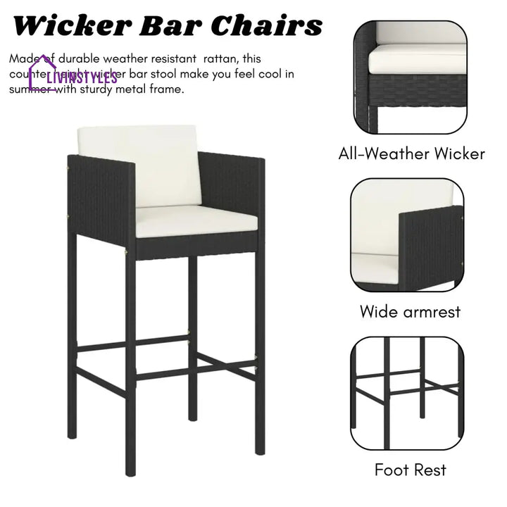 Sakura 5-Piece Outdoor Rattan Wicker Bar Set - Bar Set