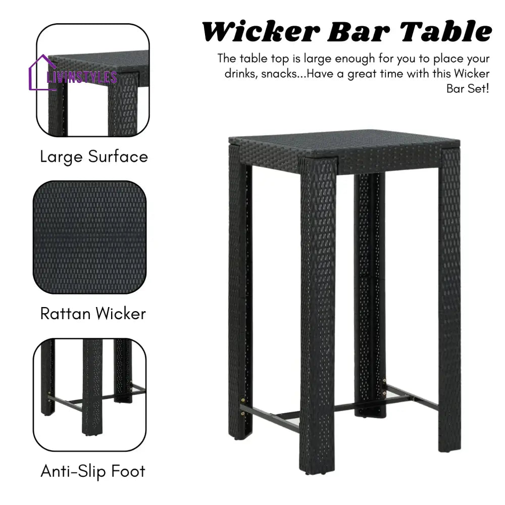 Sakura 5-Piece Outdoor Rattan Wicker Bar Set - Bar Set