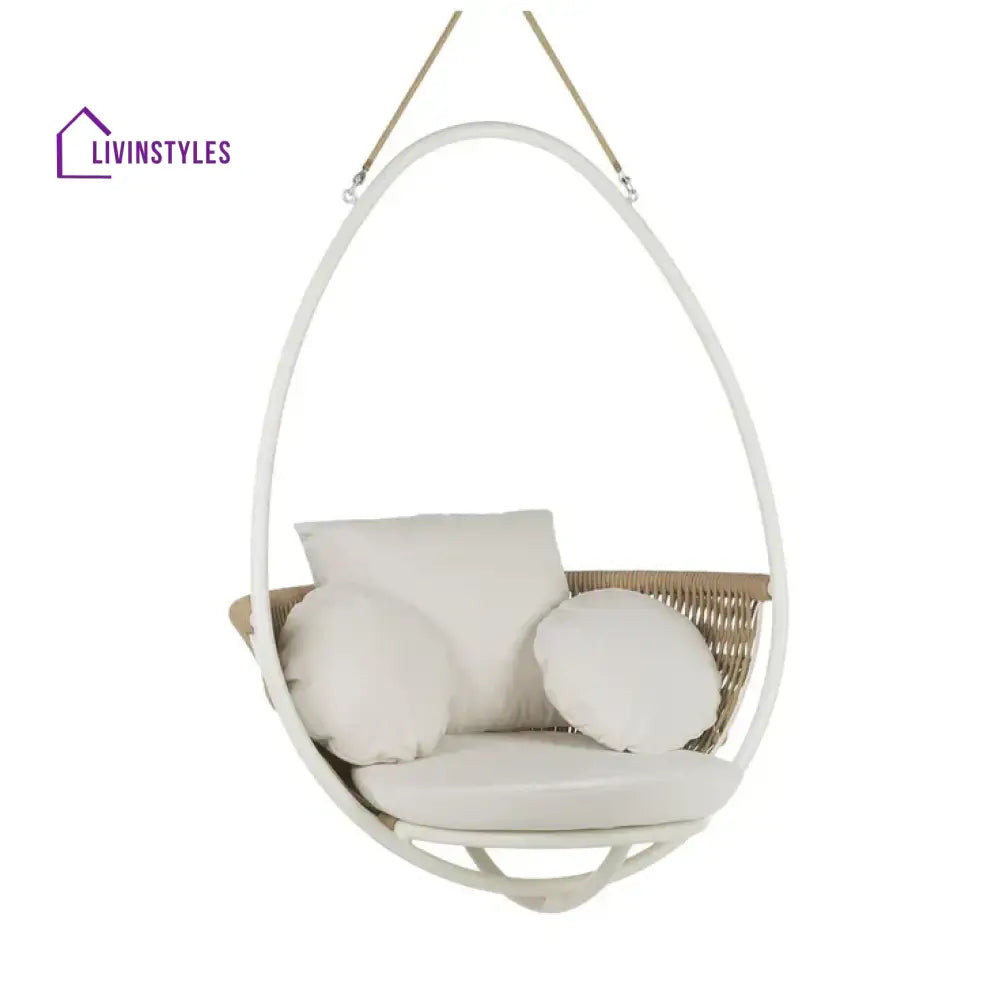 Sal Single Seater Hanging Swing Without Stand For Balcony Garden Swing - Beige - Swings