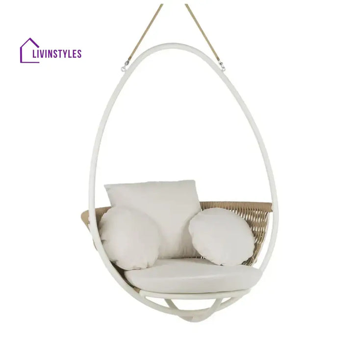 Sal Single Seater Hanging Swing Without Stand For Balcony Garden Swing - Beige - Swings
