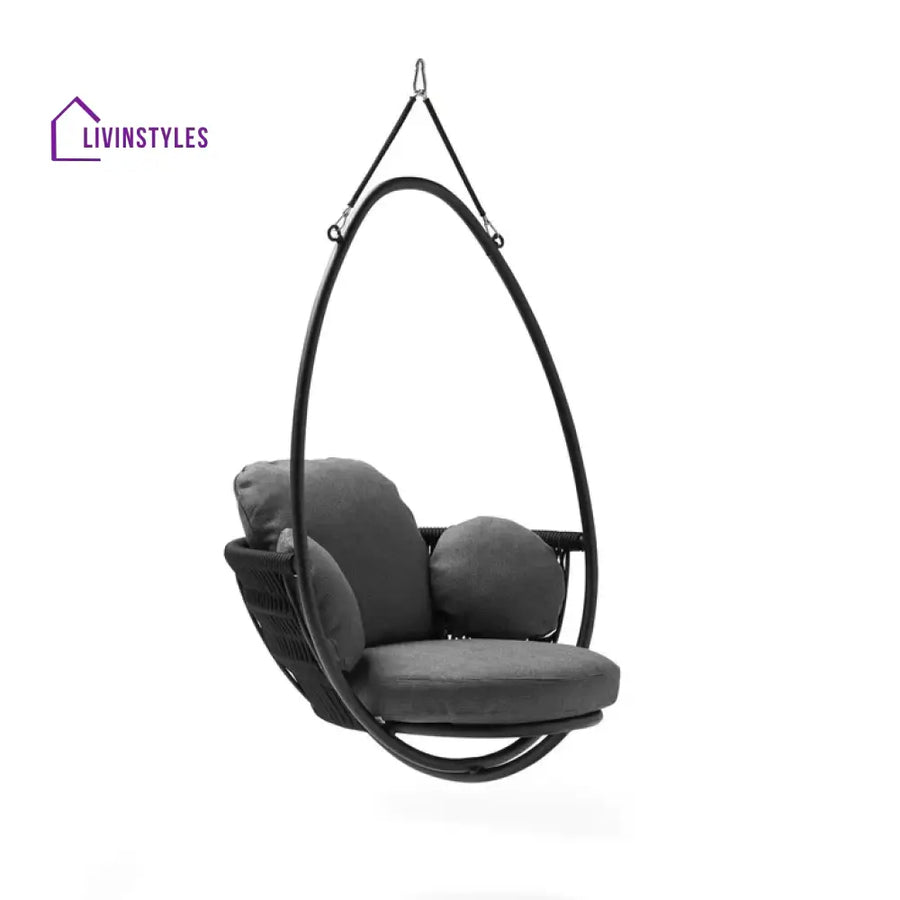 Sal Single Seater Hanging Swing Without Stand For Balcony Garden Swing - Dark Grey - Swings