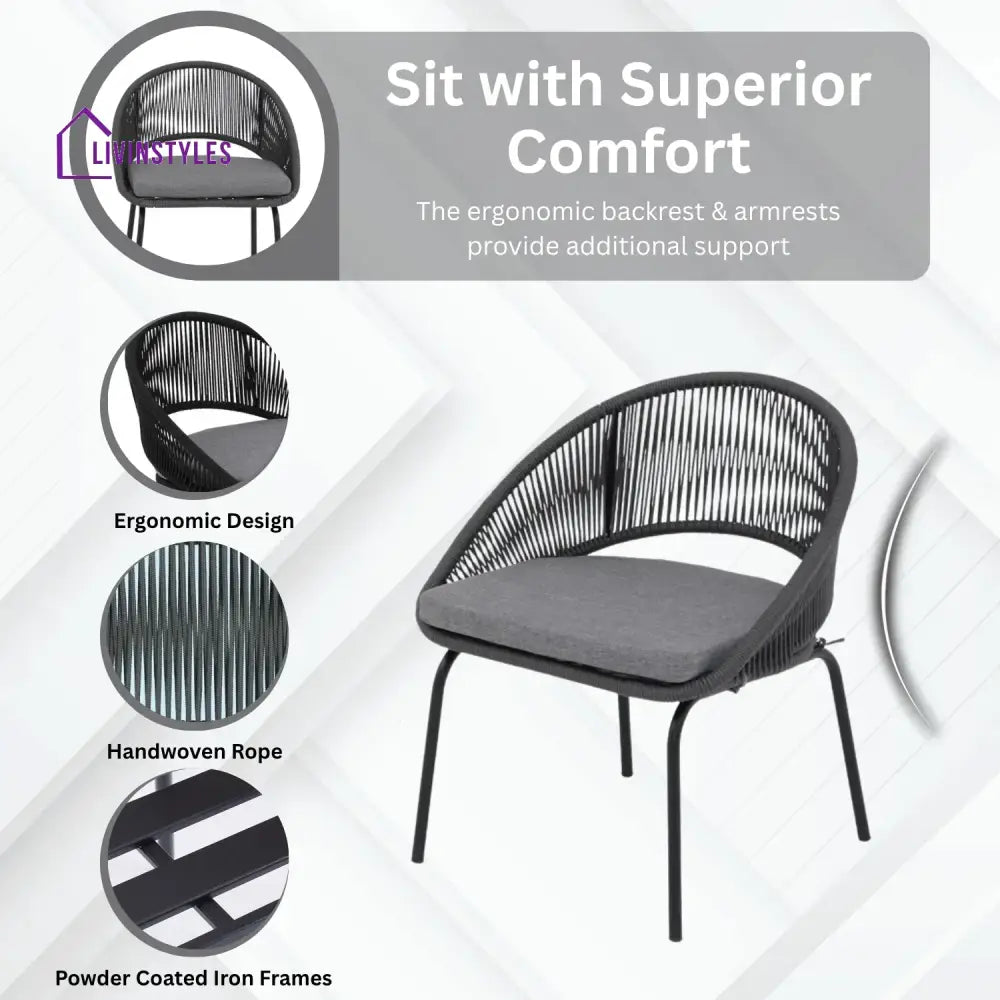 Salma 3 Piece Garden Outdoor Rope Patio Set - Patio Set