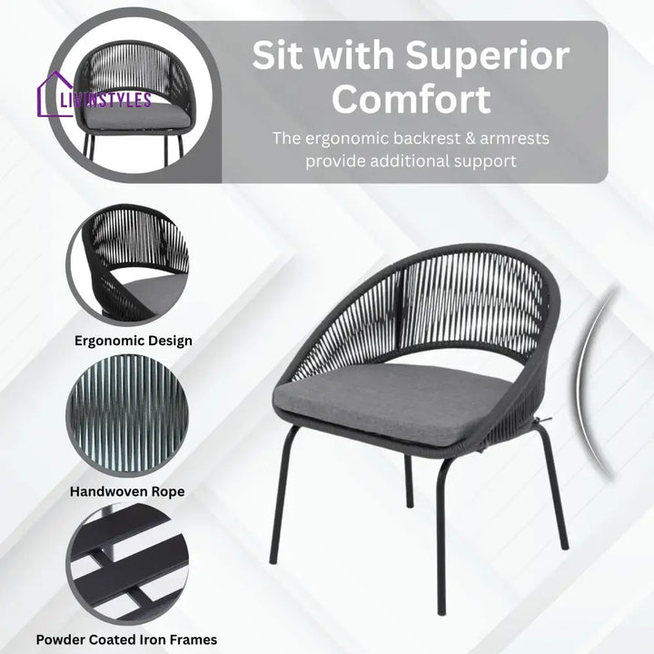 Salma 3 Piece Garden Outdoor Rope Patio Set - Patio Set