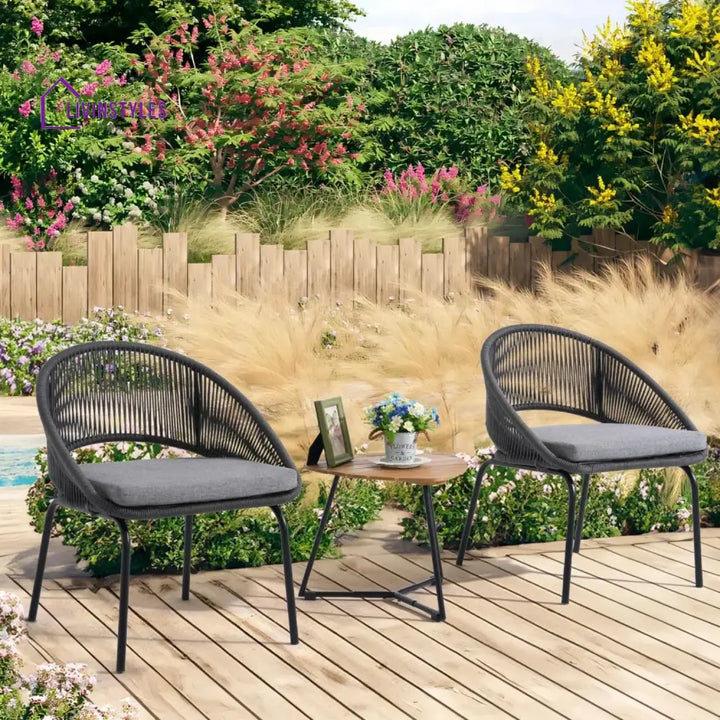 Salma 3 Piece Garden Outdoor Rope Patio Set - Patio Set