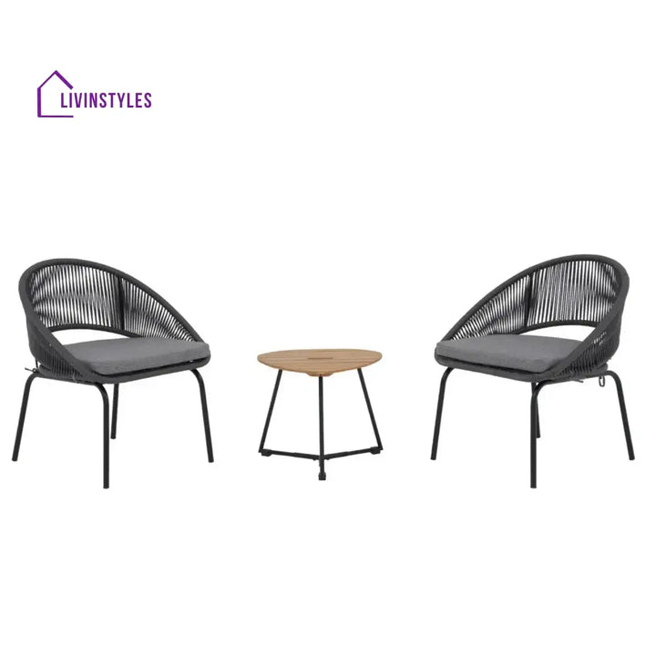 Salma 3 Piece Garden Outdoor Rope Patio Set - Patio Set