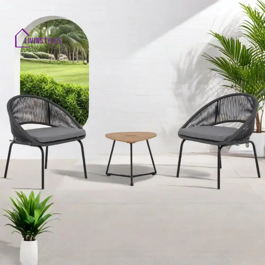 Salma 3 Piece Garden Outdoor Rope Patio Set - Patio Set