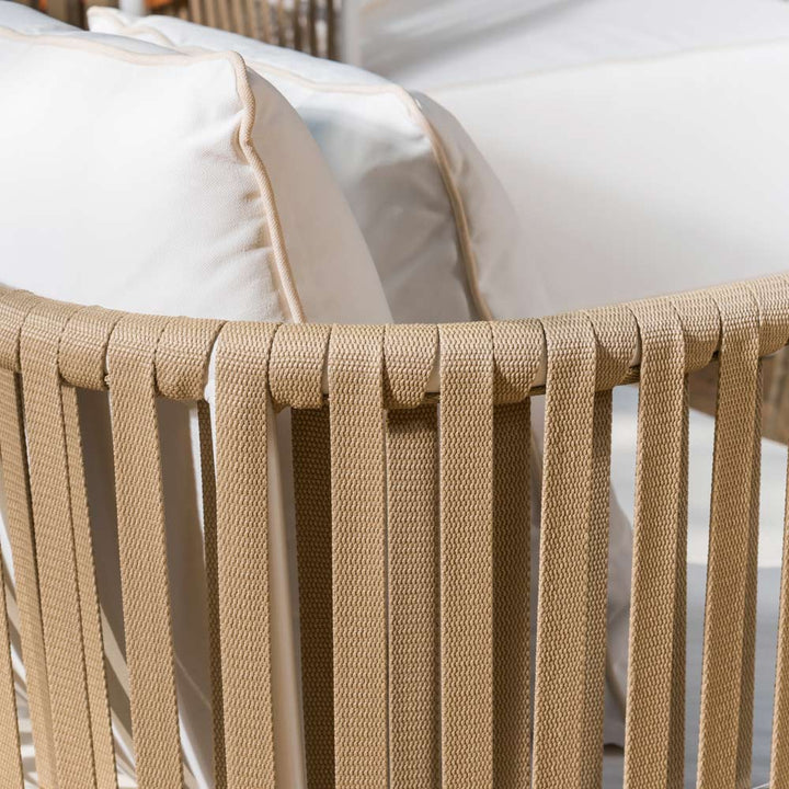 Swoop Outdoor Garden Balcony Sofa Set 2 Seater, 2 Single seater and 1 Table Set (Beige + White)