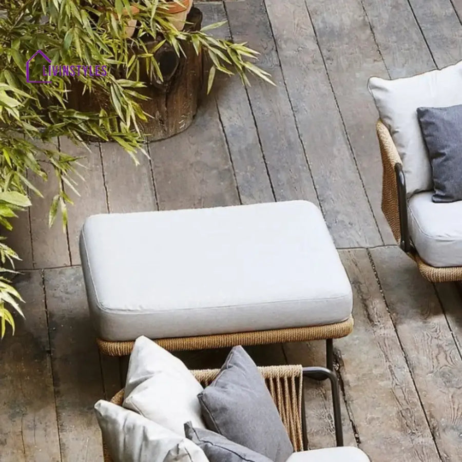 Salsabil Outdoor All-Weather Rope Ottoman - Footrest