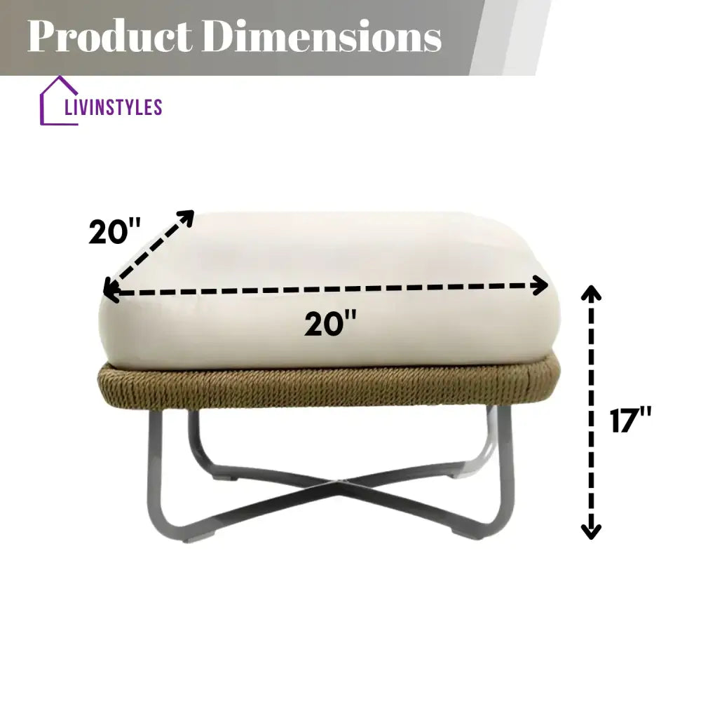 Salsabil Outdoor All-Weather Rope Ottoman - Footrest