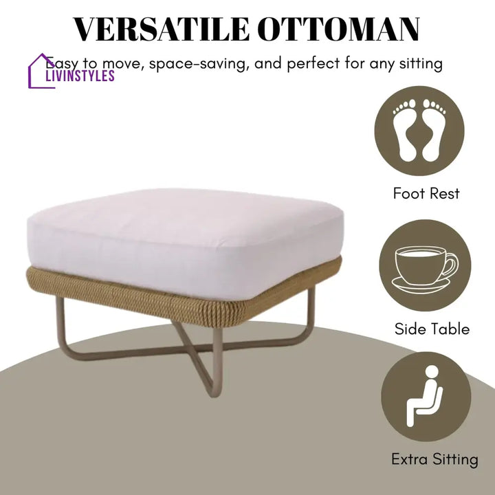 Salsabil Outdoor All-Weather Rope Ottoman - Footrest