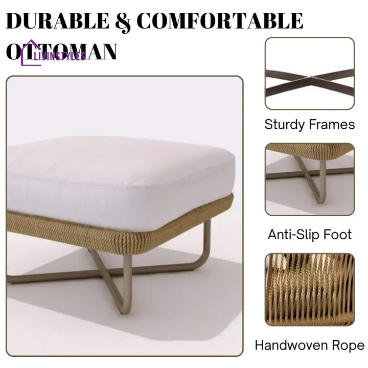 Salsabil Outdoor All-Weather Rope Ottoman - Footrest