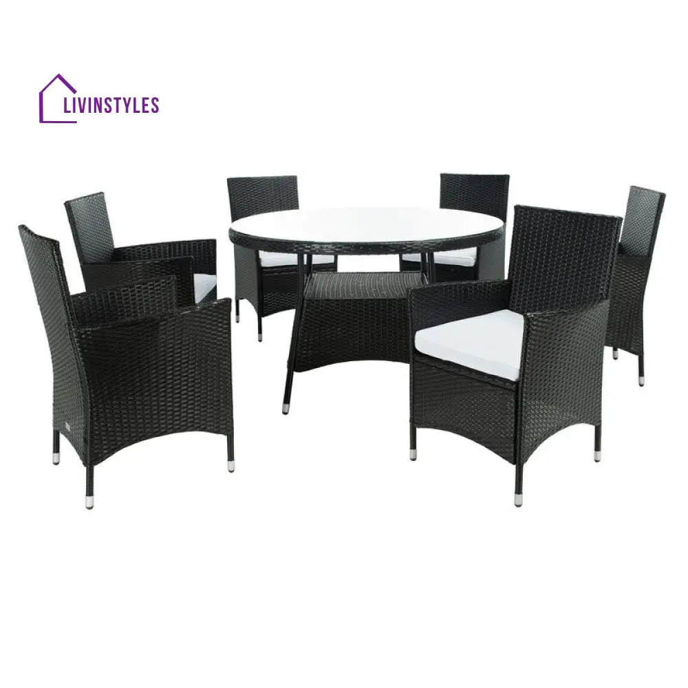 Salvatrice Outdoor Patio Dining Set 6 Chairs and 1 Table (Black) - Dining sets