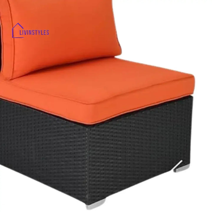 Samah Outdoor Garden Conversation Sofa Set (Black/Orange) - Sofa Set