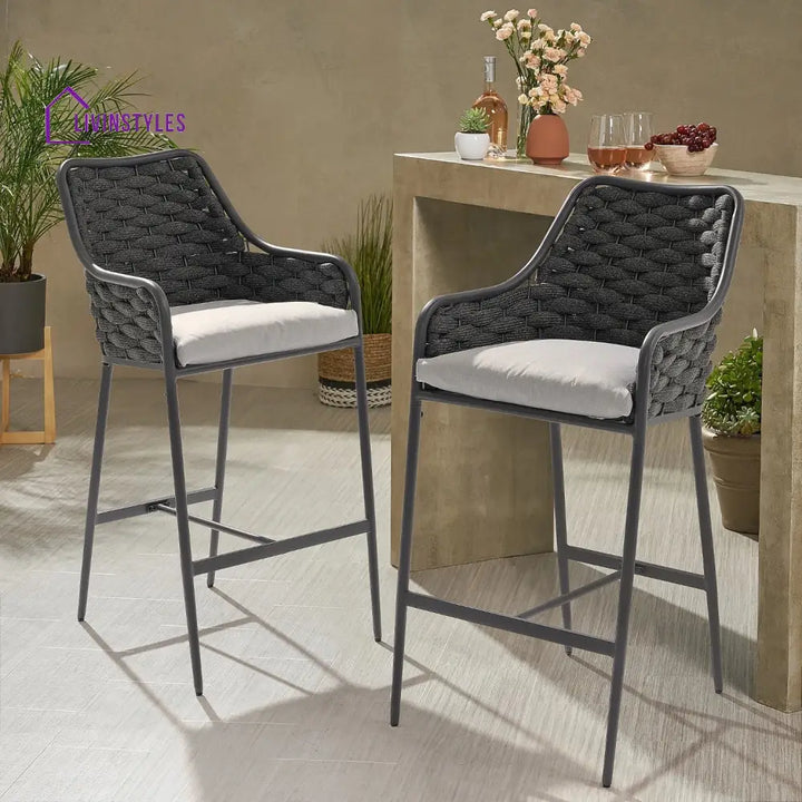 Samaira 2-Piece Outdoor Rope Bar Chairs – Stylish Comfort Built to Last - Bar Chairs
