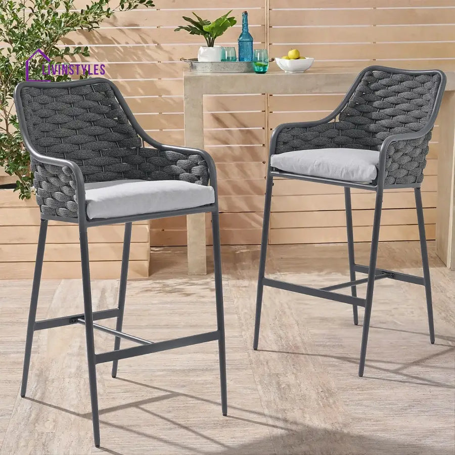 Samaira 2-Piece Outdoor Rope Bar Chairs – Stylish Comfort Built to Last - Bar Chairs
