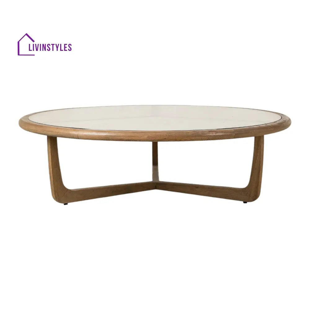 Samaira Solid Oak Wood & Rattan Coffee Table