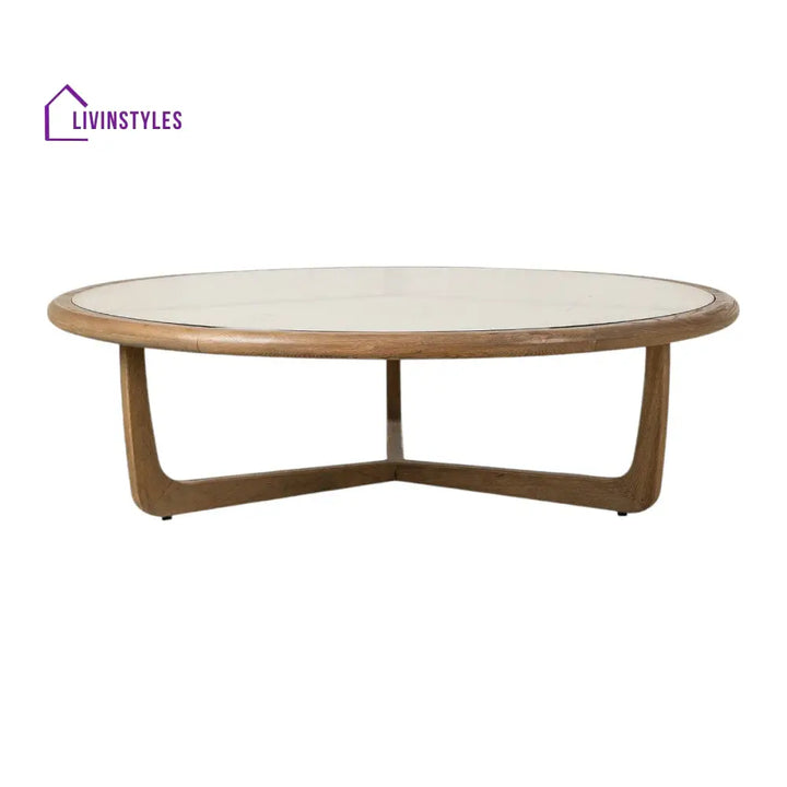 Samaira Solid Oak Wood & Rattan Coffee Table