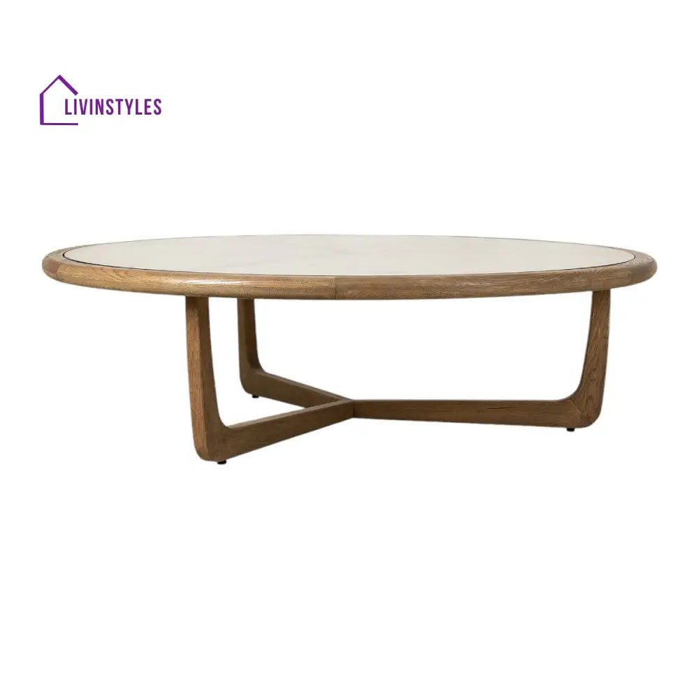 Samaira Solid Oak Wood & Rattan Coffee Table