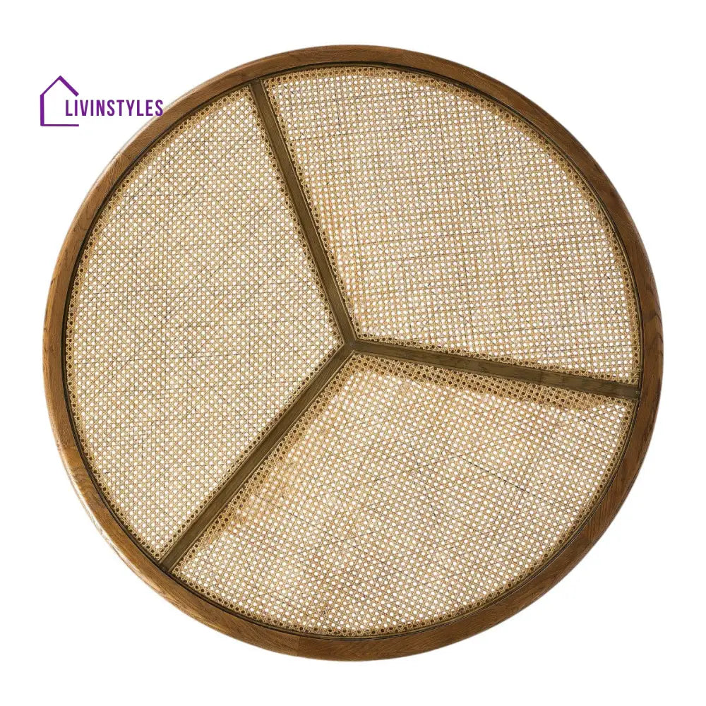Samaira Solid Oak Wood & Rattan Coffee Table