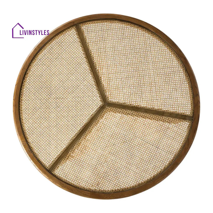 Samaira Solid Oak Wood & Rattan Coffee Table
