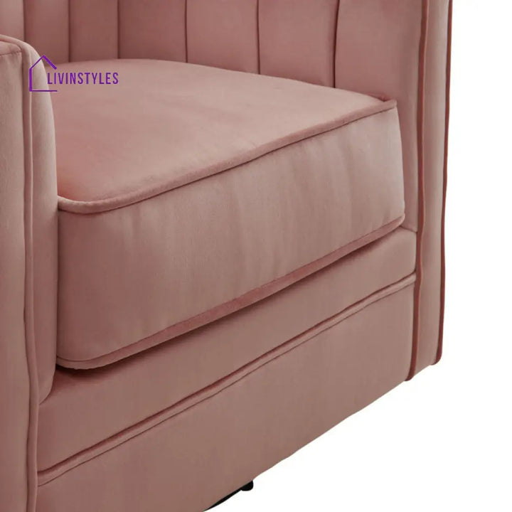 Samaira Solid Wood and Fabric Arm Chair | Living Room Chair | Lounge Chair - 360 Rotating