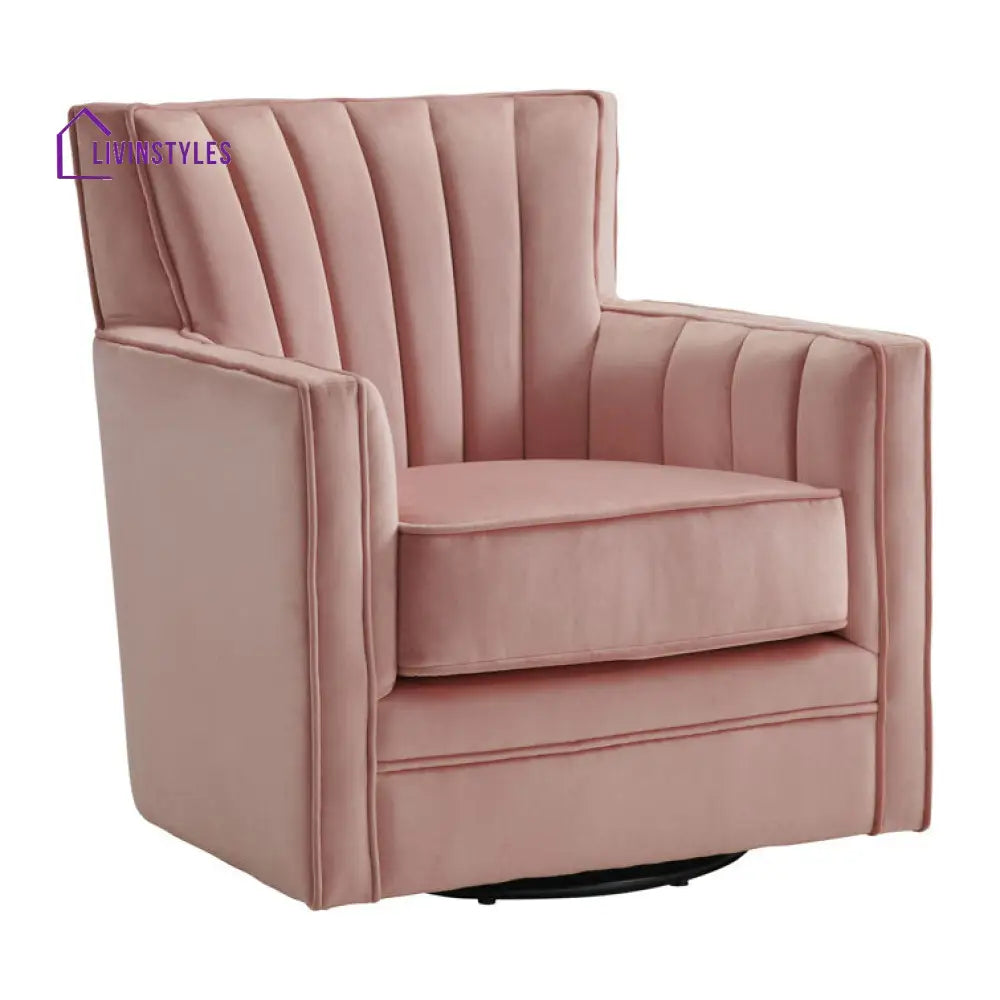 Samaira Solid Wood and Fabric Arm Chair | Living Room Chair | Lounge Chair - 360 Rotating