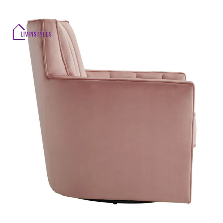 Samaira Solid Wood and Fabric Arm Chair | Living Room Chair | Lounge Chair - 360 Rotating