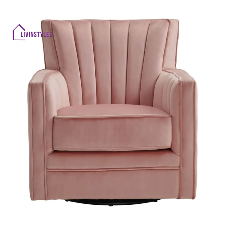 Samaira Solid Wood and Fabric Arm Chair | Living Room Chair | Lounge Chair - 360 Rotating