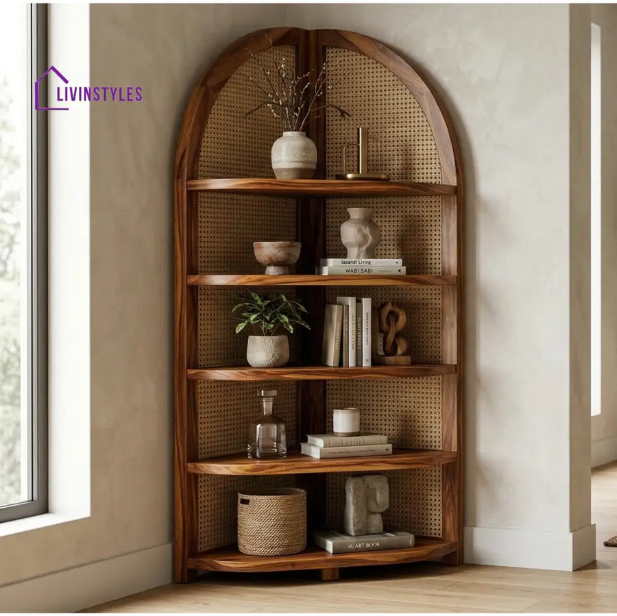 Samantha Sheesham Wood Ladder Book Shelf (Honey Finish)