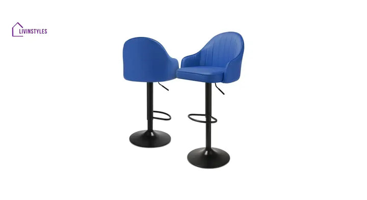 Sameer Blue Color Fressia Swivel Bar Stool