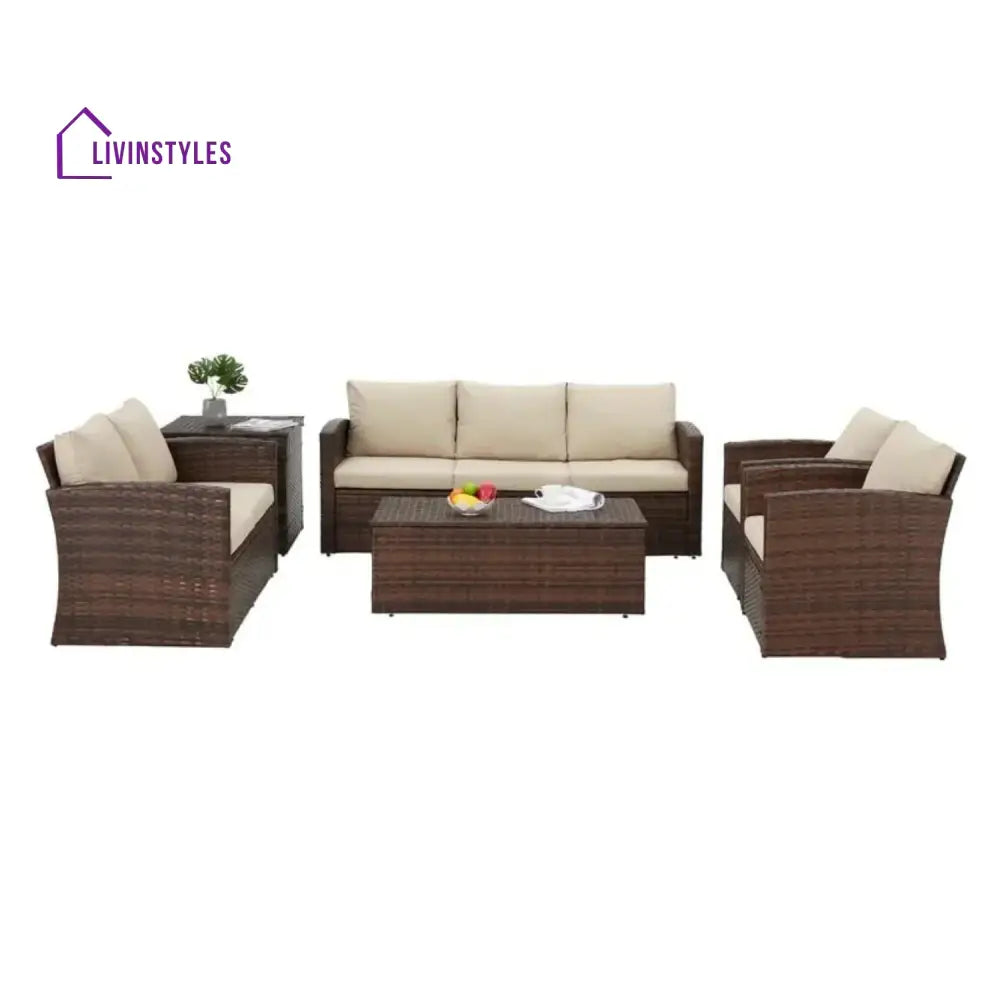 Samiksha Outdoor 7-Seater Wicker Sectional Sofa Set Sofa Set