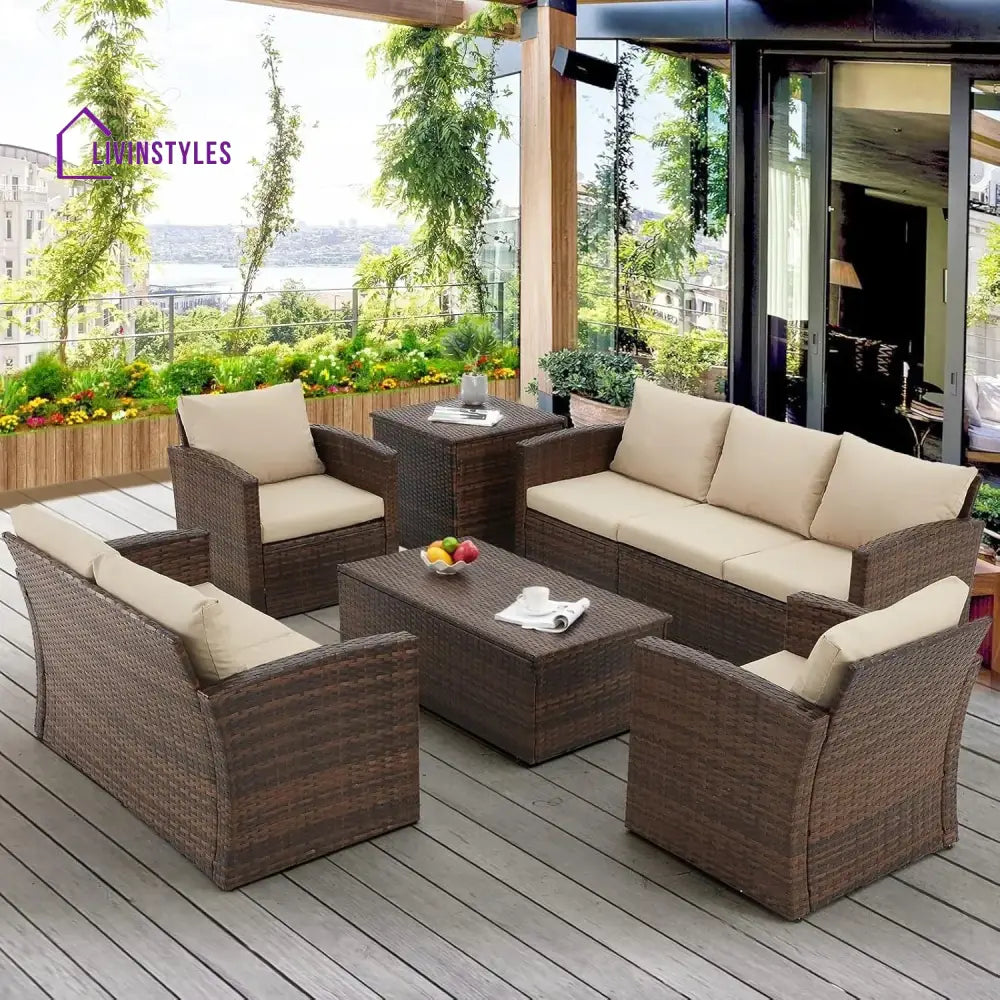 Samiksha Outdoor 7-Seater Wicker Sectional Sofa Set Sofa Set