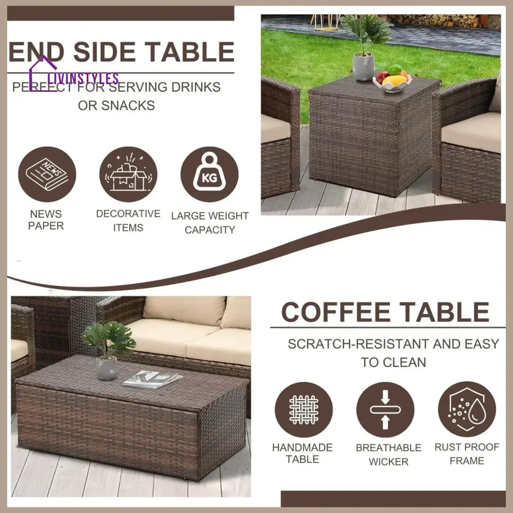 Samiksha Outdoor 7-Seater Wicker Sectional Sofa Set Sofa Set