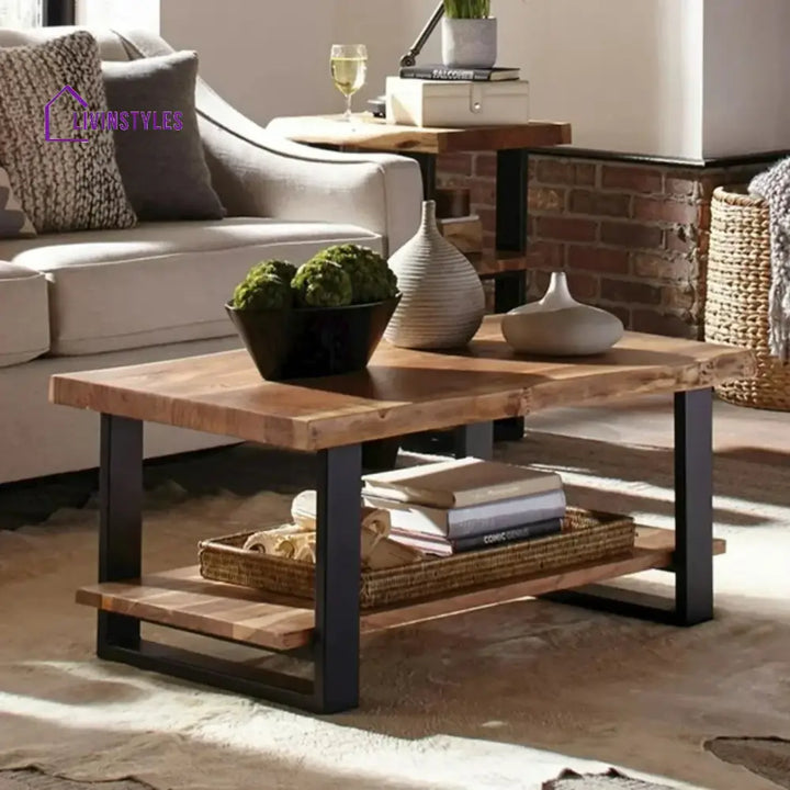 Samira 2-Tier Natural Wood Top Center Table - Center Table
