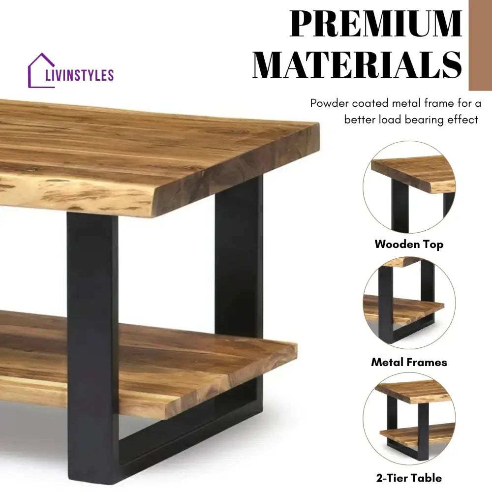 Samira 2-Tier Natural Wood Top Center Table - Center Table