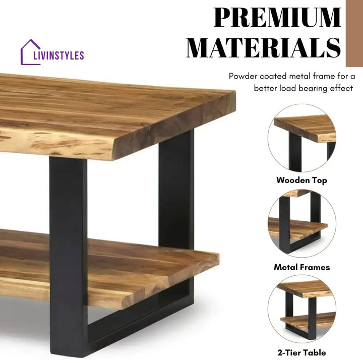 Samira 2-Tier Natural Wood Top Center Table - Center Table